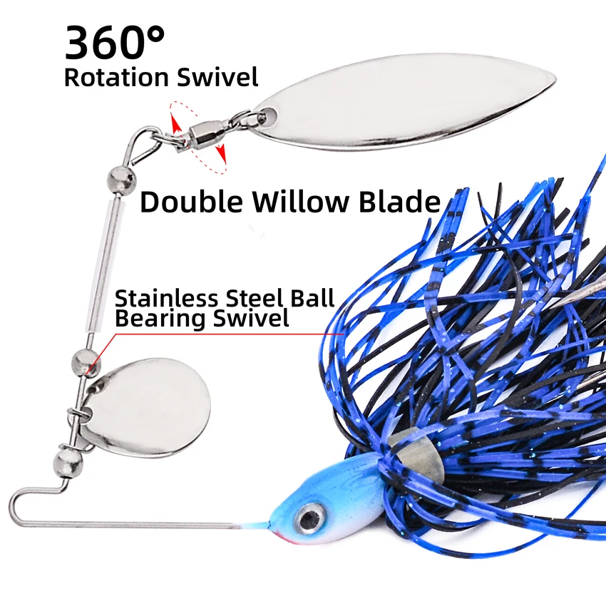 1 Uds 7g 10g Spinnerbait señuelo de pesca cebo de alambre Metal Spinner Buzzbait Swimbait gancho peche JIG Kit falda para lubina Pike invierno - imagen 4