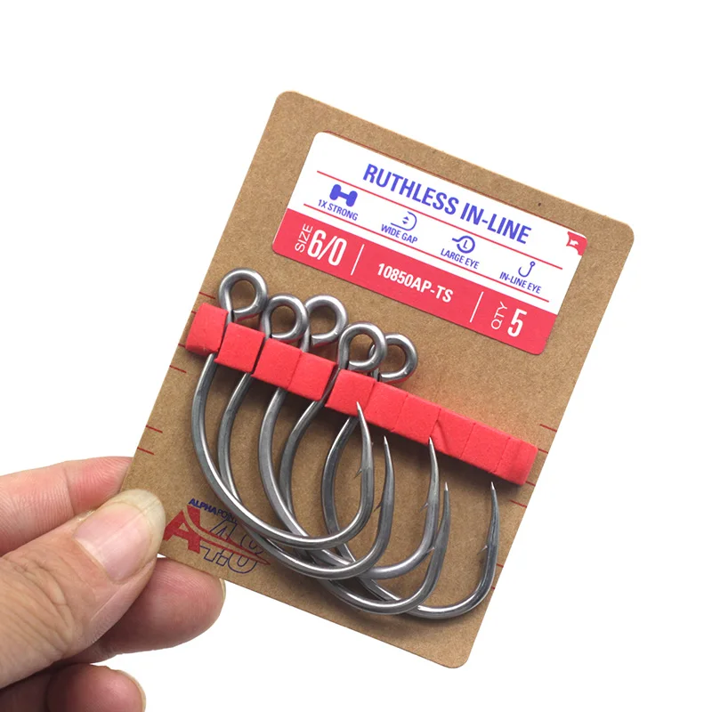 Mustad-anzuelo de pesca con agujero, 10850AP-TS, pesca en el mar - imagen 5