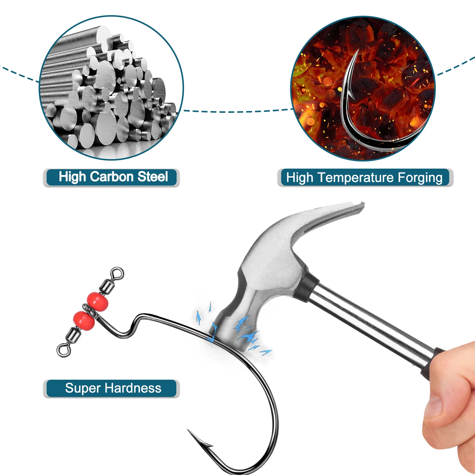 Anzuelo de pesca giratorio Ewg de 9KM, anzuelos de gusano para pesca de lubina con agua dulce y agua salada giratoria - imagen 3