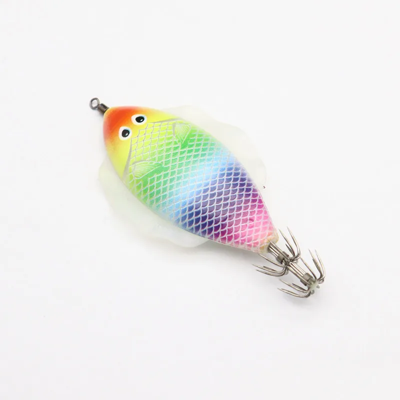 Anzuelo de madera para camarones, calamar, anzuelo plano de madera para equilibrio de camarones, cebo simulado, cebo de imitación, cebo de plumas, señuelos para peces - imagen 5