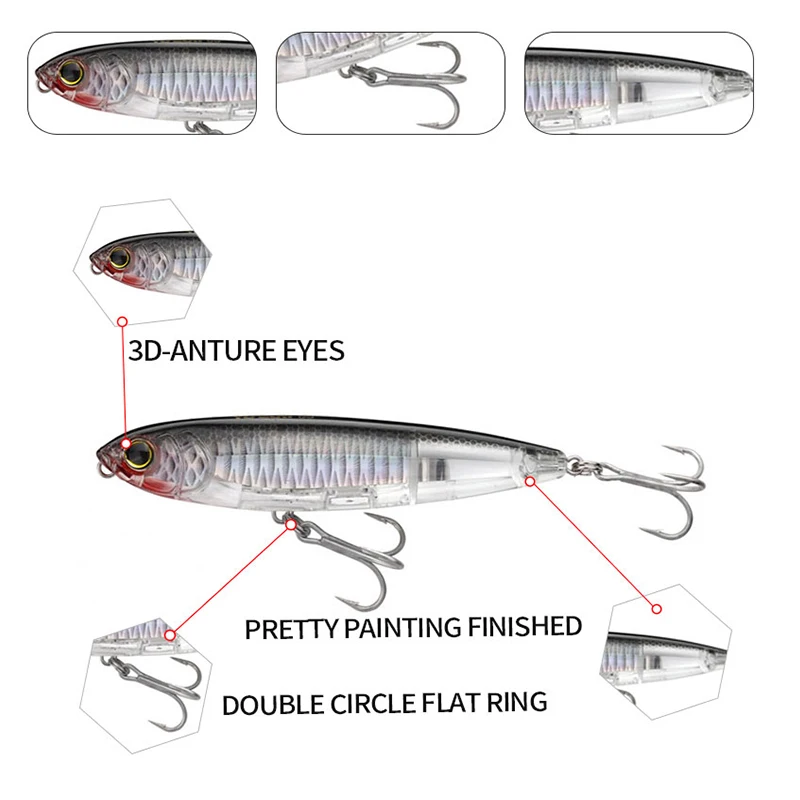 Señuelo de pesca con lápiz Topwater, 100mm, 17,5g, el mejor cebo para lubina, superficie de pesca, señuelo duro flotante Wobblers, todo para pescar - imagen 3
