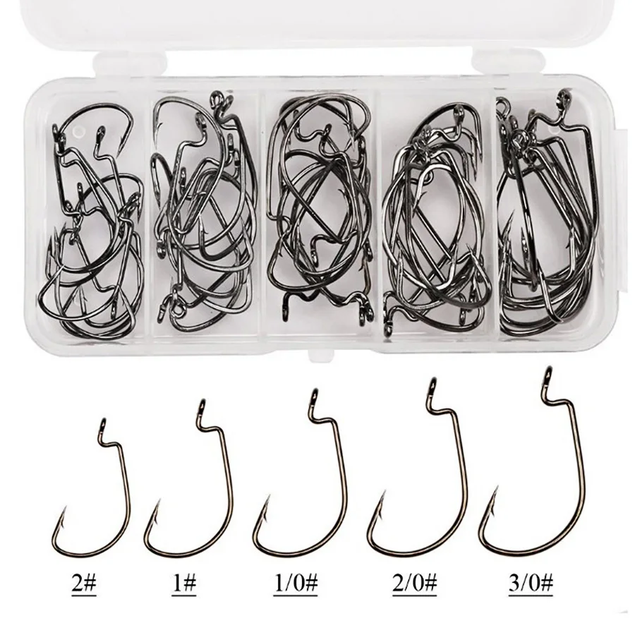 BODECIN-Juego de anzuelos de Pesca de Mar, 50 piezas, anzuelos triples con púas para carpa, aparejos de pesca de gran espacio, Texas - imagen 2