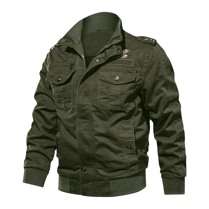 Chaqueta de hombre de alta calidad, chaqueta Bomber de gran tamaño 6XL, chaqueta informal de algodón con múltiples bolsillos, ropa para hombre, abrigos, prendas de vestir exteriores A5F9931 - imagen 3
