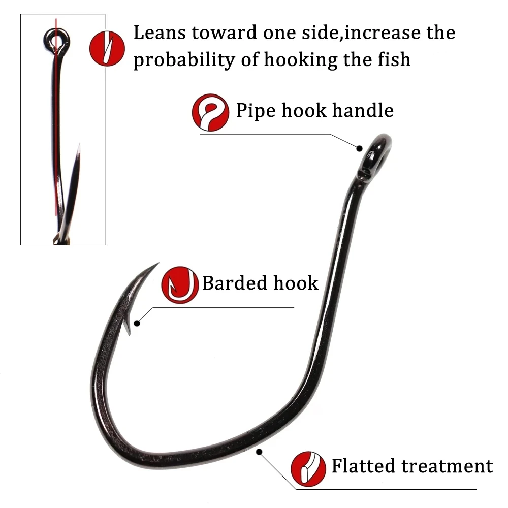 Bimoo-anzuelo de pez gato en forma de V de acero con alto contenido de carbono, ganchos de pesca de agua salada con púas, níquel negro 8 6 1/0 2/0 3/0 4/0 6/0 8/0, 50 unidades - imagen 4