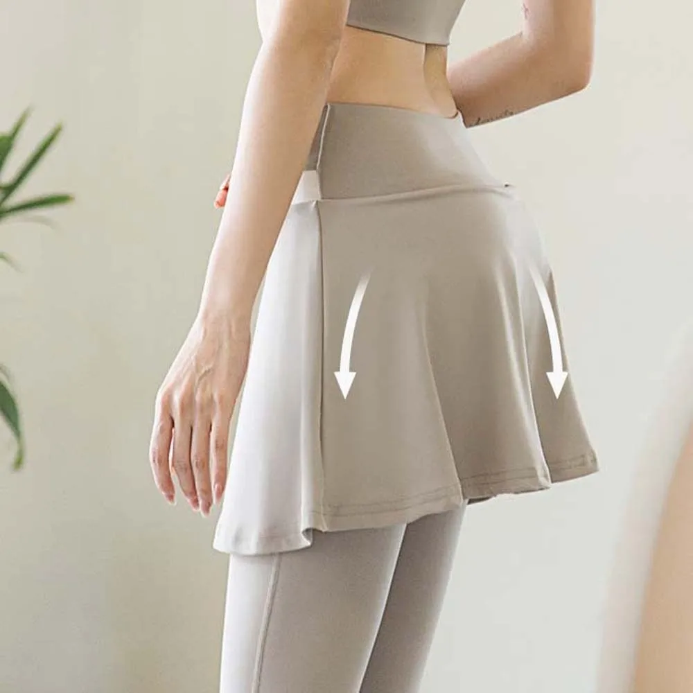 Mallas deportivas combinadas en uno, pantalones elásticos ajustados de Color contrastante, falda gruesa de talla grande, pantalones deportivos de Yoga, bádminton - imagen 3