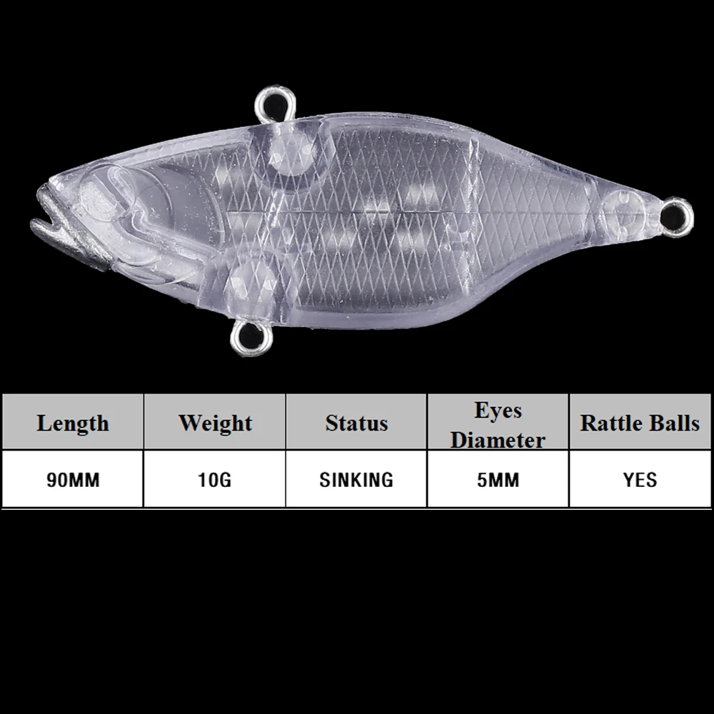 Chan'sHuang-Señuelos de Pesca artificiales, 20 piezas, sin pintar, boca abierta, sonajeros de hundimiento VIB, Crankbait Lipless - imagen 2