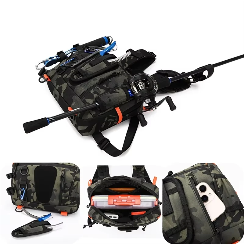 Chaleco de pesca con bolsillos camuflaje para aparejos - imagen 5