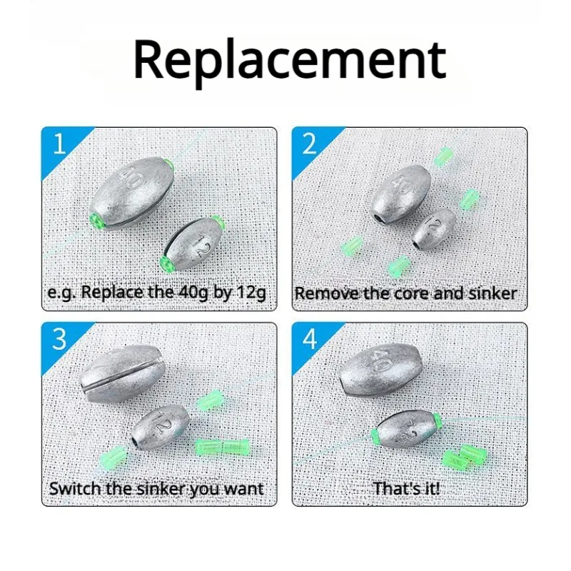 Plomo de plomo con forma de oliva, 5 uds., 15/20/30g, equipo de pesca, balsa, pesca, correr, corazón, juego hueco, puente, fundición de larga distancia - imagen 5