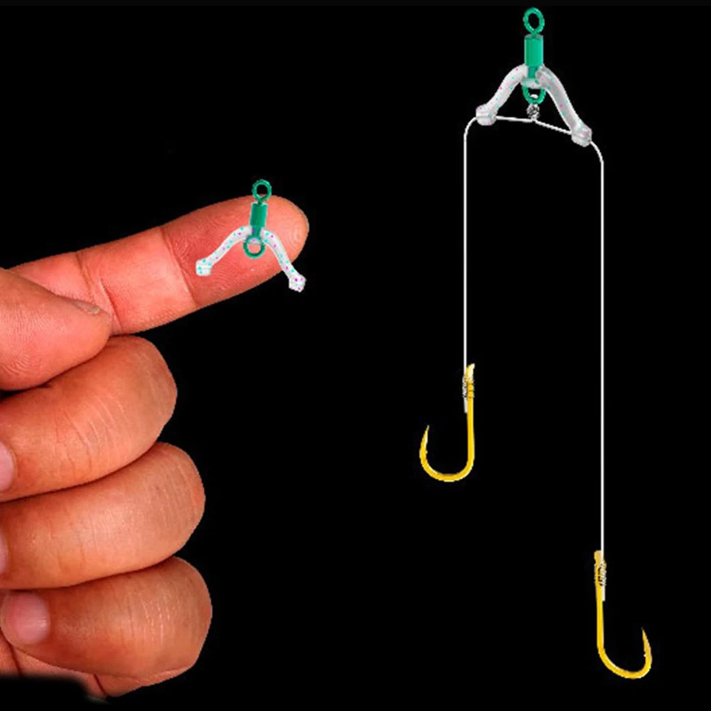 Línea de pesca plana antienredos, bifurcación espacial, dispositivo Contactor de ocho tipos, accesorio de pesca, herramienta de atado, gancho doble, 10 Uds. - imagen 3