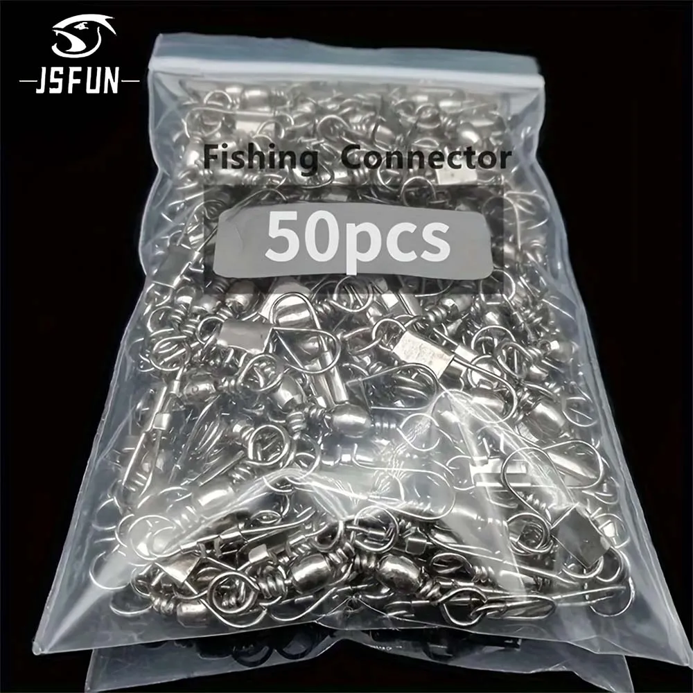 JSFUN 50 Uds conector de pesca giratorios Pin de enclavamiento rodamiento giratorio Snap anzuelo carpa accesorios de señuelo de pesca