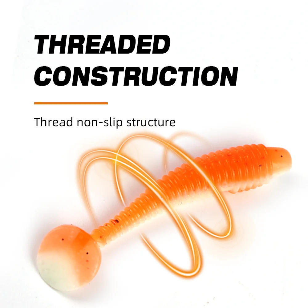 Thorforce 1PC Señuelos de pesca blandos Simulación de cola de paleta Cebos de plástico Gusano artificial Swimbait Cebo de cola en T para lubina Trucha - imagen 5