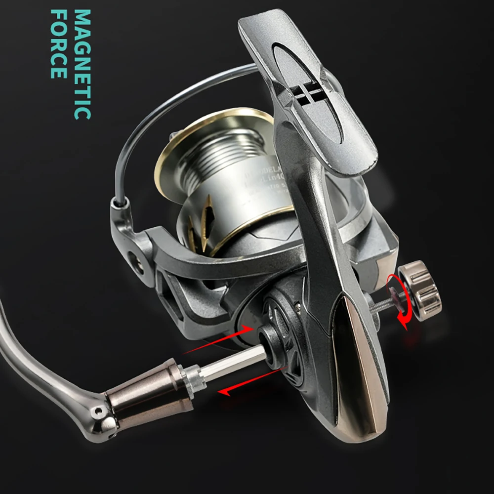 Sea-carrete de pesca de Metal Serie 2000-7000, potencia de arrastre máxima 5,2: 1, 17 libras, alarma de peces, carretes giratorios, anticorrosivos para todas las aguas - imagen 5