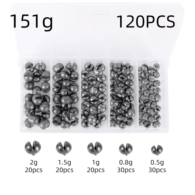 Juego de 120 Uds para morder el plomo, morder el plomo abierto, balsa de plomo abierta redonda desnuda, Clip de pesca, equipo de pesca de plomo, plataforma de caída de plomo - imagen 5