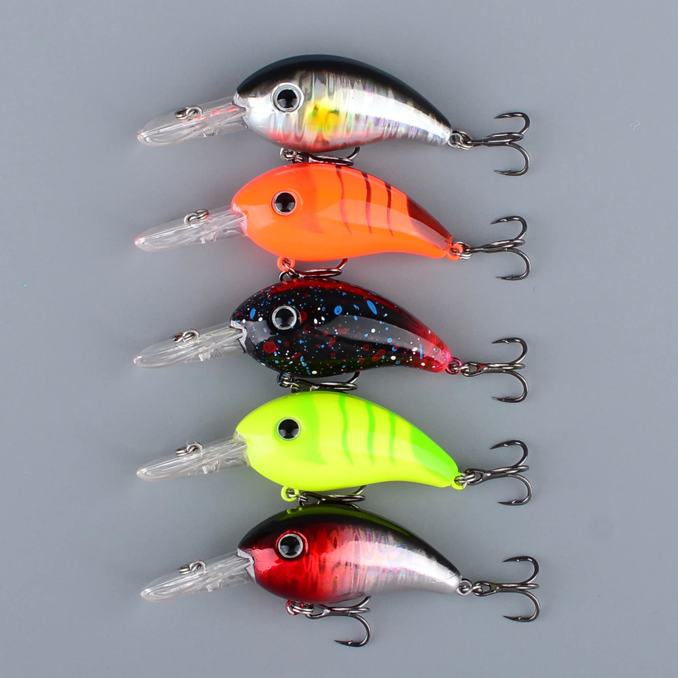 5 uds Señuelos de Pesca cebo de manivela realista cebos duros Crankbait de plástico Artificial Wobblers aparejos de pesca - imagen 3