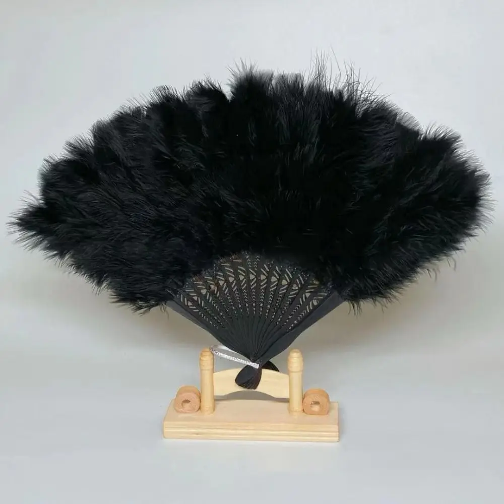 Abanico de mano blanco hecho a mano, multicolor, 38x24cm, abanicos de piel plegables para mujer, regalos artesanales, abanico Hanfu de estilo chino - imagen 2