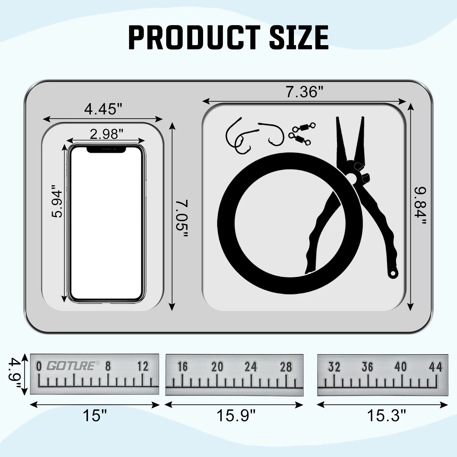 Goture-Regla de pesca de espuma para barco y Kit de soporte para teléfono móvil, accesorio de tablero para barco de pesca 2 en 1, herramienta de pesca con respaldo adhesivo - imagen 3