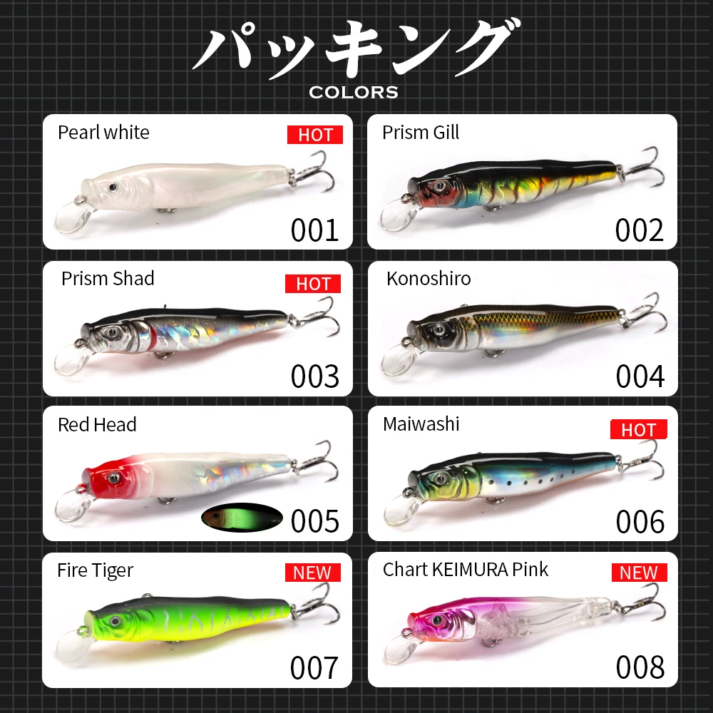 Hunthouse-señuelo de pesca en FORMA de pececillo brillante, cebo duro flotante, Jerkbait Wobbler, fundición de 65mm 85mm, aparejos de pesca de lubina marina - imagen 5