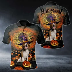 Polo Casual Estampado 3D Halloween – Calavera con Cuervo