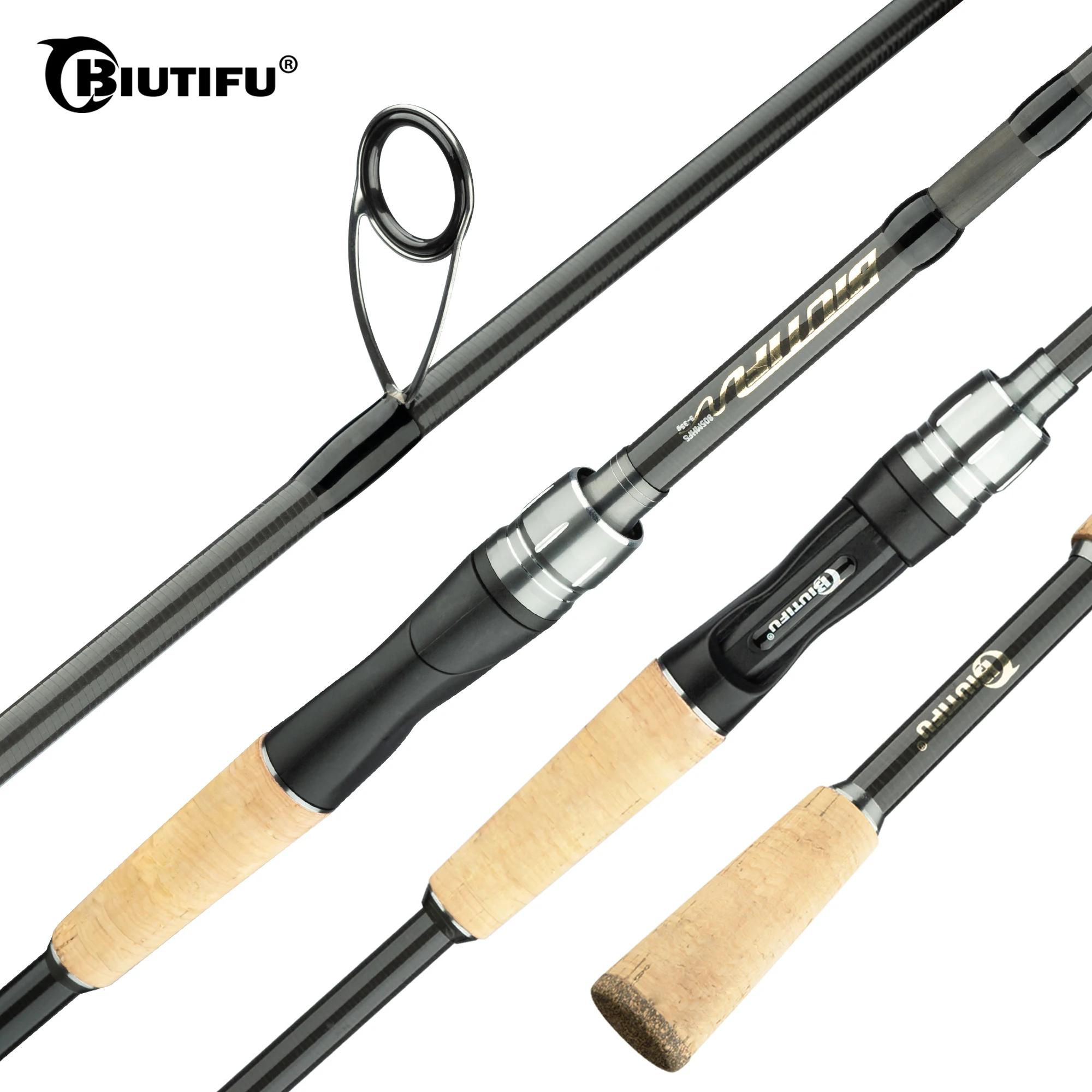 BIUTIFU viajero Spinning Casting cañas de pescar de carbono Baitcasting peso 5-35g M rápido ultraligero señuelo trucha Mini productos para poste