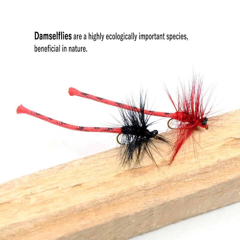 Wifreo-señuelo de pesca para trucha, Mosca de dragón rojo y negro, 6 piezas, #12 - imagen 3