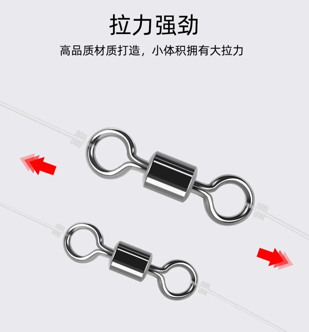 Castfanatic 20 unids/lote broches de seguridad conector de pesca de acero inoxidable bloqueo de Clip rápido Snap giratorio anillos sólidos Snap aparejos de pesca - imagen 5