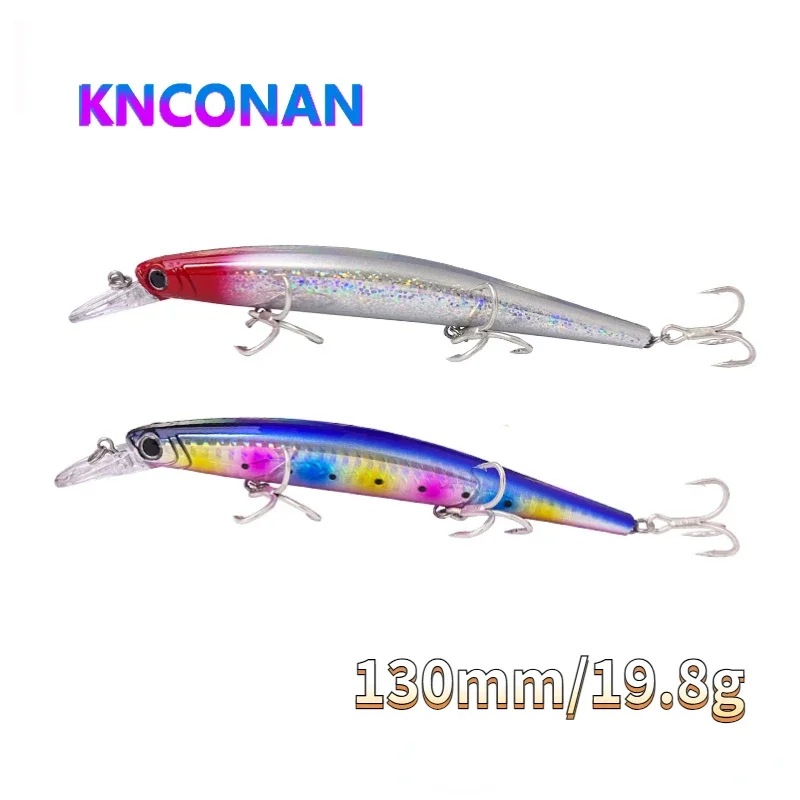 Señuelo de Pesca flotante de pececillos, cebo duro Artificial de 130mm y 19,8g, Wobbler para agua salada, trucha, lubina, aparejos de Pesca Swimbait - imagen 3