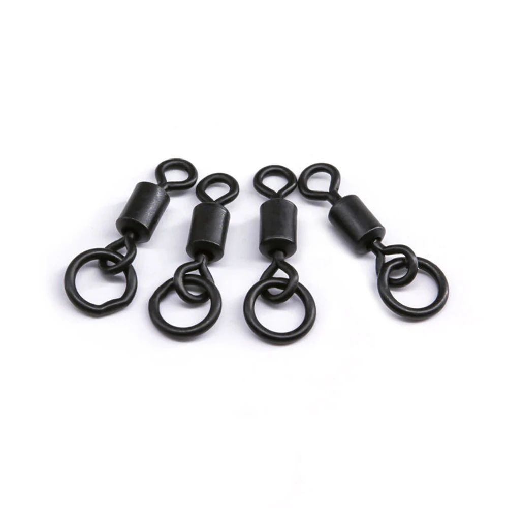 50 Uds. Giratorio con anillo Pesca de carpa Micro gancho negro mate hielo aparejos de Pesca de invierno suministros accesorios equipo Pesca - imagen 5