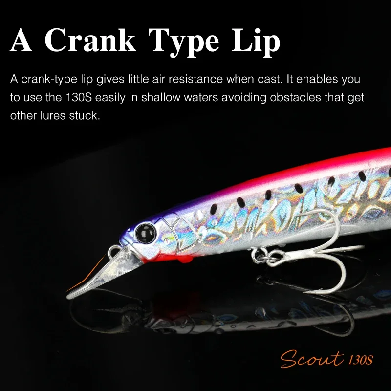 TSURINOYA 130mm 24g Ultra-largo fundición hundimiento Minnow SCOUT 130S curvatura agua salada cebos duros señuelo de pesca de mar poco profundo - imagen 4