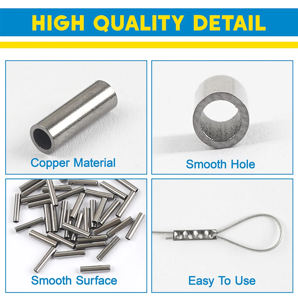 400 Uds mangas de engarzado de pesca mangas de engarzado de un solo barril mangas de engarzado de cobre y latón tubos de sedal de pesca conectores de tubo - imagen 4