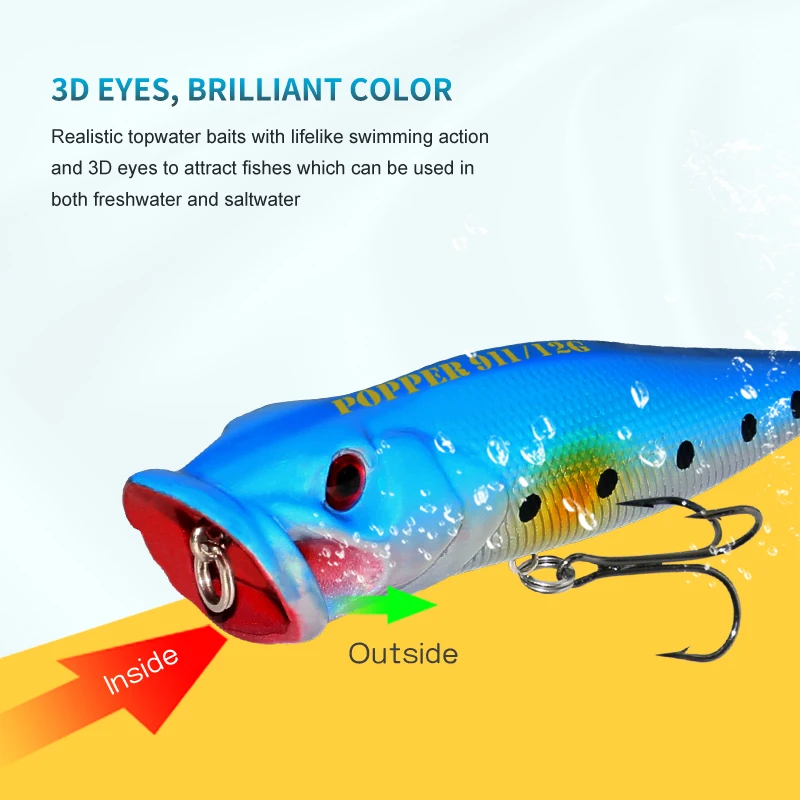 Señuelo de pesca 12,5g 93mm flotante Popper Artificial Wobbler cebo duro con gancho para Lucio perca invierno Swimbait Trolling Crankbait - imagen 3