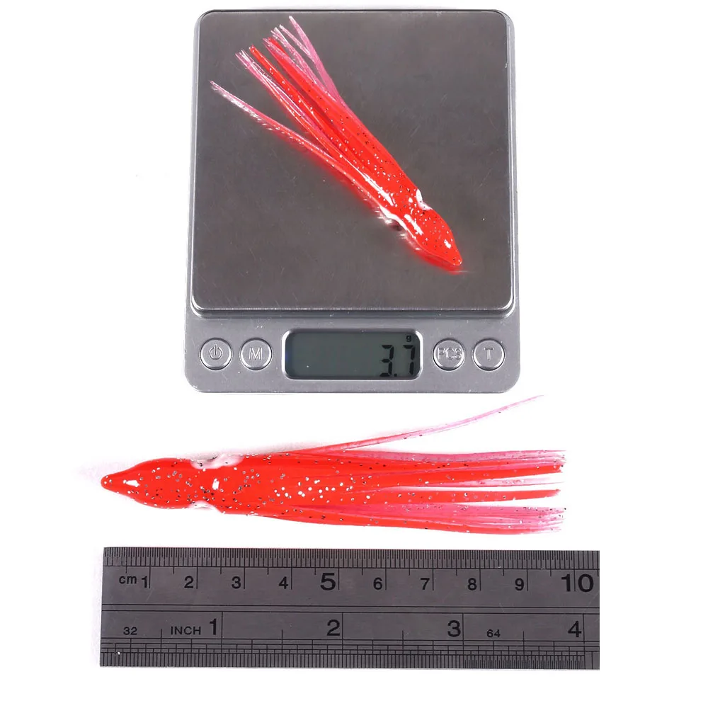 5 unids/bolsa 5-12cm 20 colores calamar brillante para señuelo de pesca hoochies de goma suave pulpo calamar falda cebo agua de mar para lubina atún - imagen 3