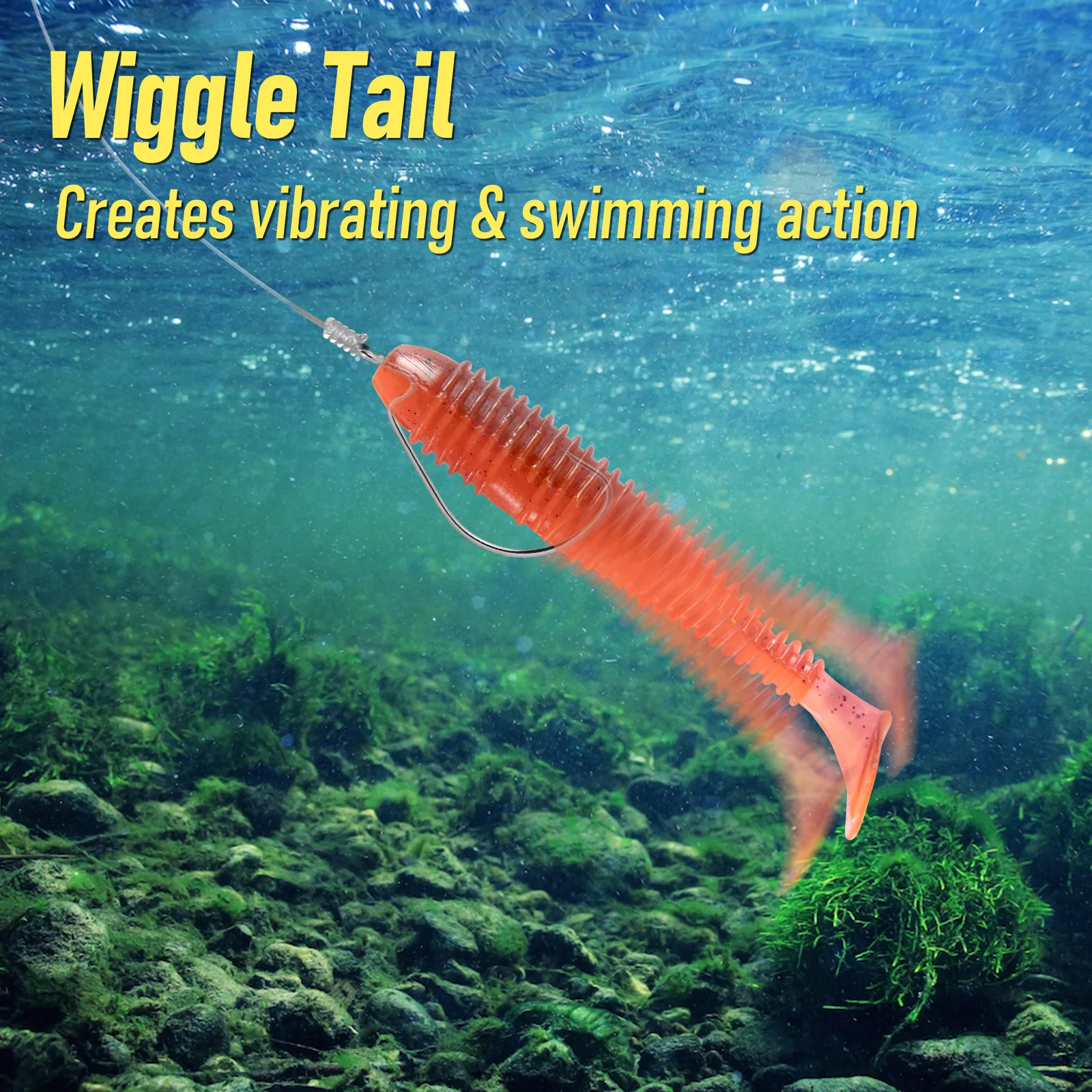 Señuelos Swimbait de vinilo cola de paleta – Drop Shot y Texas Rig - imagen 3