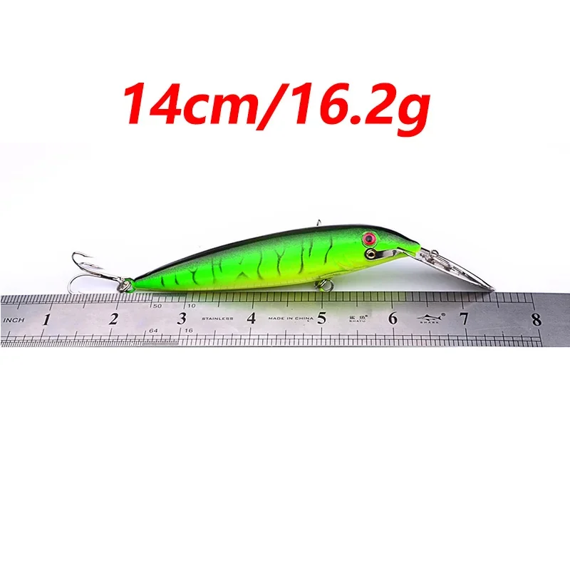 Señuelos de pesca Minnow, 14cm, 16,2g, Wobblers de buceo profundo, cebo duro Artificial, barco de arrastre, mar para lubina, aparejos de pesca, 1 ud. - imagen 3