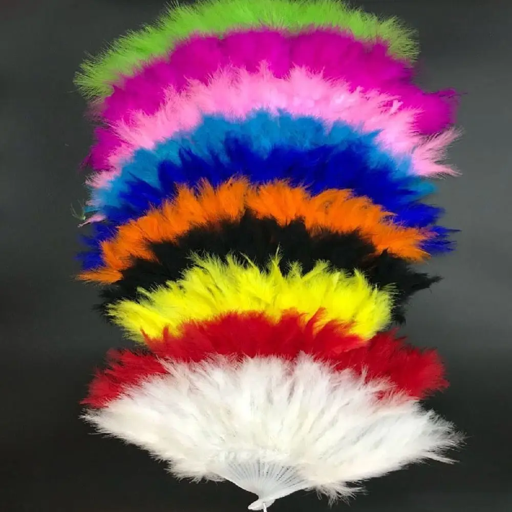 Abanico de mano plegable blanco artesanal para baile y eventos