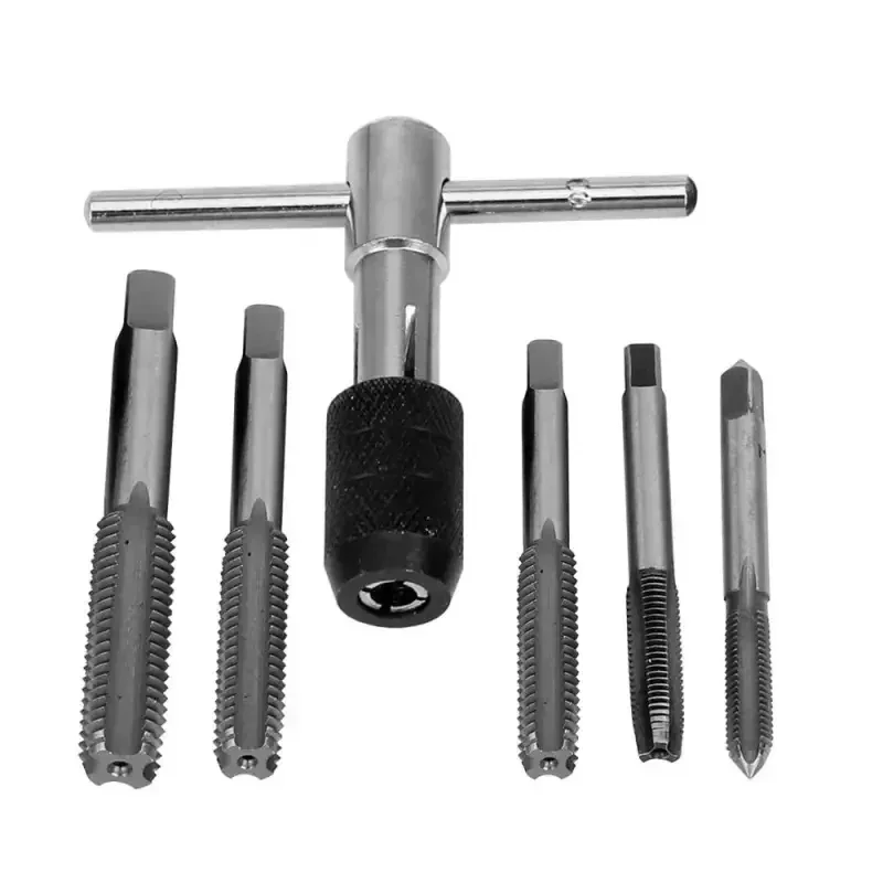 6 unids/set llave de taladro de grifo herramienta de roscado destornillador de M3-M8 soporte de grifo herramienta de mano rosca enchufe métrico grifos de tornillo - imagen 5