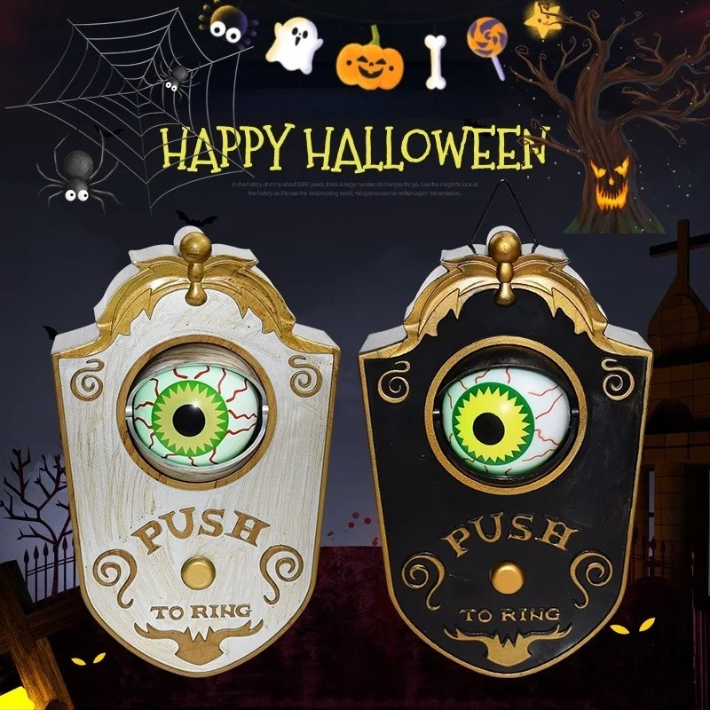 Timbre colgante luminoso, decoraciones embrujadas, accesorios de terror, ojos espeluznante, luces de sonido para Halloween - imagen 2