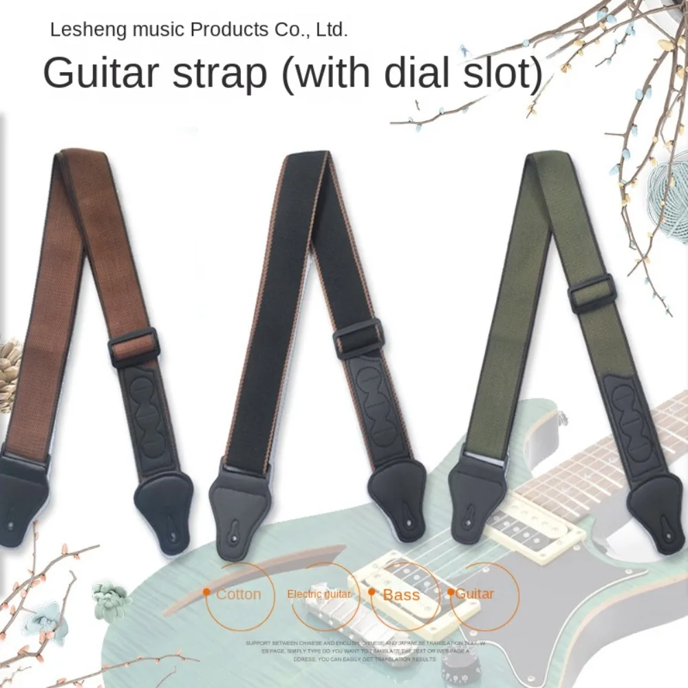Con 3 soportes para púas de guitarra, correa para guitarra folclórica, correa de hombro para guitarra eléctrica de algodón y cuero PU, personalidad cómoda - imagen 2