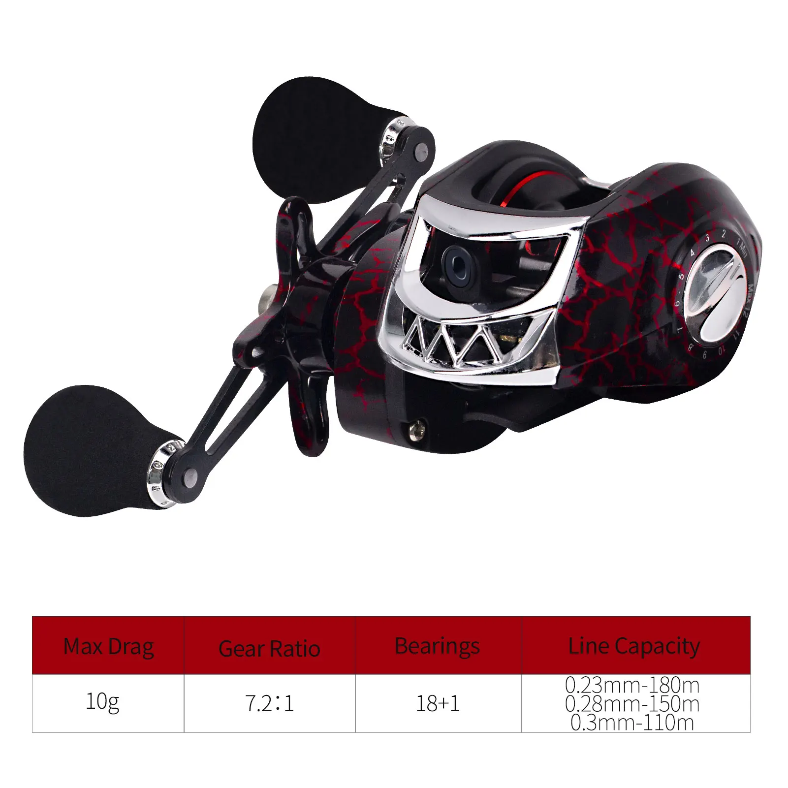 Carrete de pesca con rueda Baitcasting, relación de engranaje 7, 2: 1, 18 + 1 rodamientos de bolas, arrastre máximo de 10kg, alta velocidad para pesca en agua dulce y salada - imagen 2
