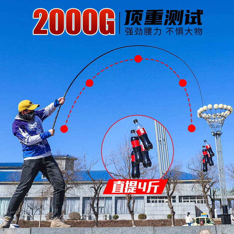 Caña de pescar de fibra de carbono, poste duro telescópico ultraligero para pesca de agua dulce, 3,6 M-7,2 M - imagen 3