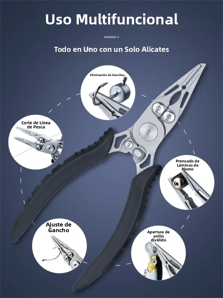 Alicates de señuelo de boca curva multifuncional para niños, Mini alicates portátiles de aleación de aluminio, tijeras, herramientas de pesca al aire libre - imagen 3