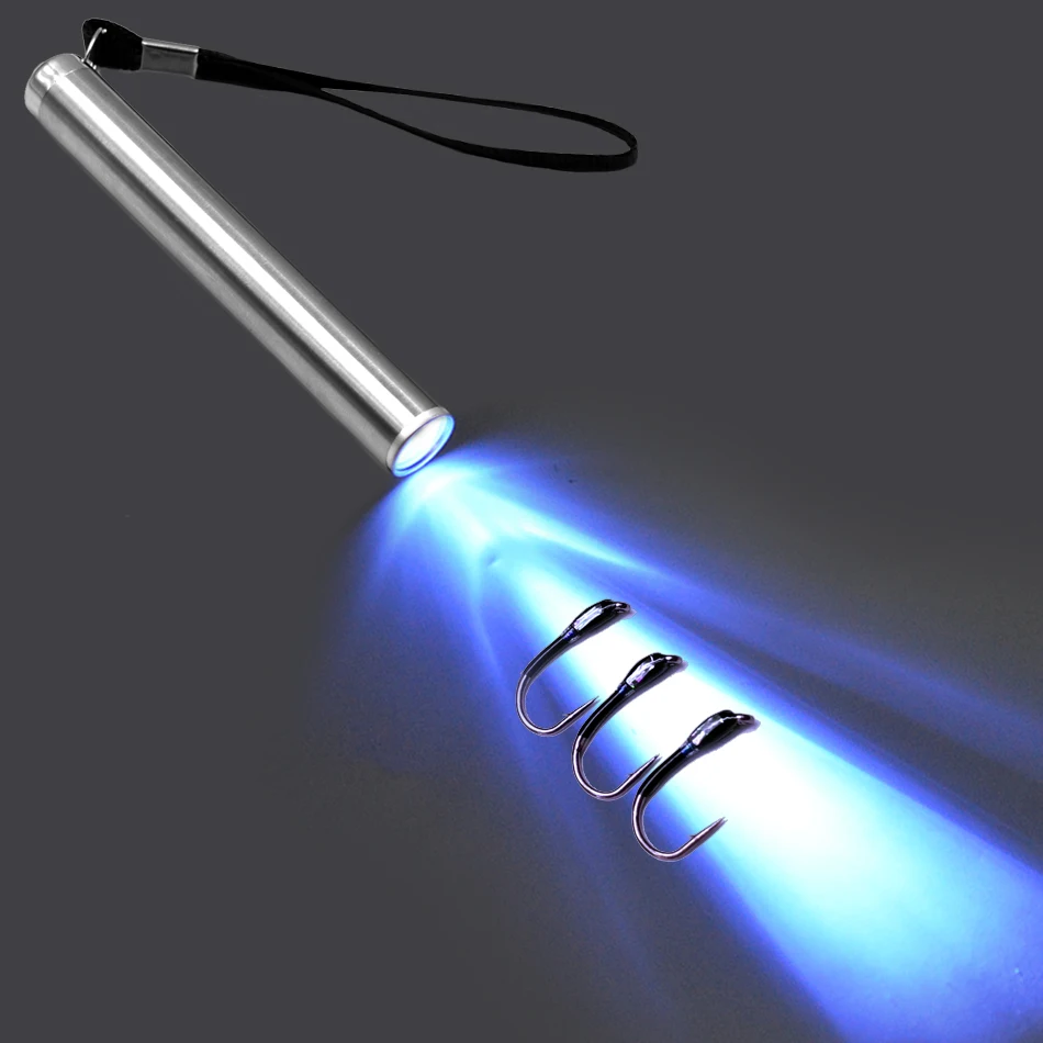 MNFT 1 Uds Mini linterna LED UV portátil de acero inoxidable 365nm atado de moscas linterna UV pesca linterna de luz de Flash al aire libre - imagen 4
