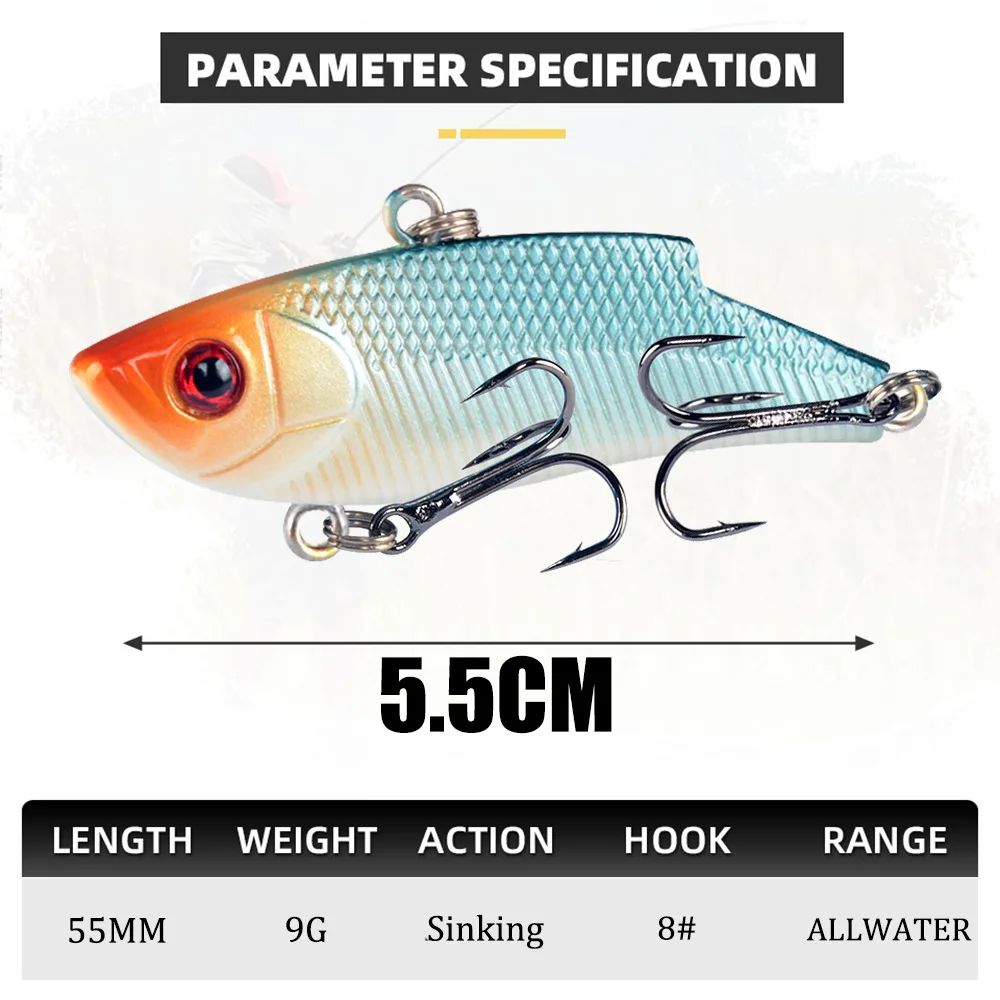 55mm 9g VIB señuelo de pesca cebo Artificial de mar, Wobbler hundido Crankbait, cebo de natación Jerkbait Rattlin Pike señuelos aparejos de pesca - imagen 4