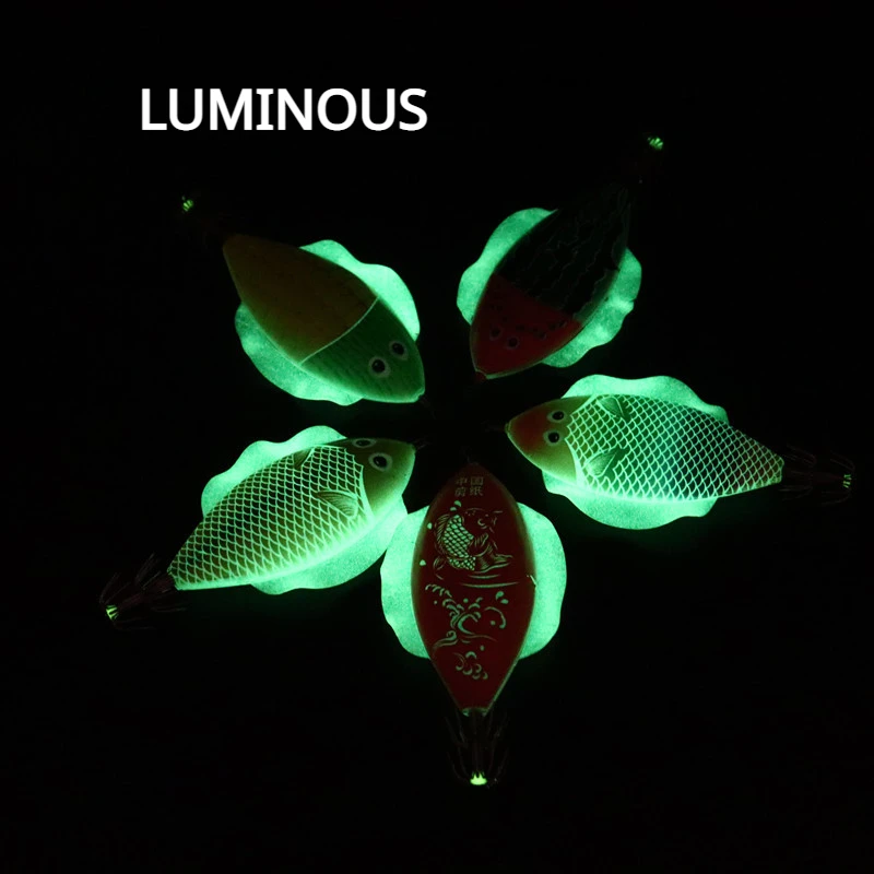 Anzuelo de madera para camarones, calamar, anzuelo plano de madera para equilibrio de camarones, cebo simulado, cebo de imitación, cebo de plumas, señuelos para peces - imagen 3