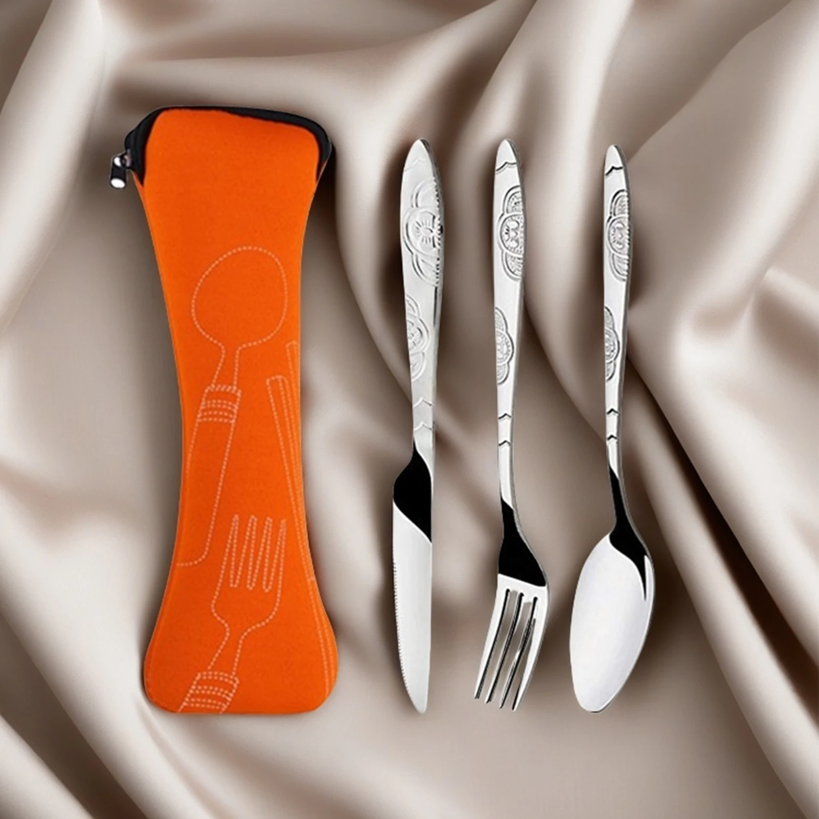 3 stks Outdoor Bestekset Draagbare Metalen Lepel Vork Mes Set Duurzaam Roestvrij Stalen Vork Camping Wandelen Reizen Picknick Servies - imagen 2