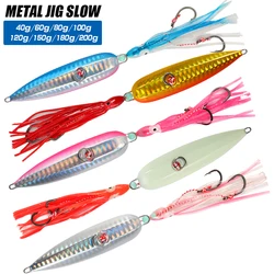 CASTFUN 40g-200g Inchiku plantilla de Metal plantilla lenta calamar Pesca gancho inferior barco señuelos falda de pulpo cebo de calamar Marlin pargo cacao