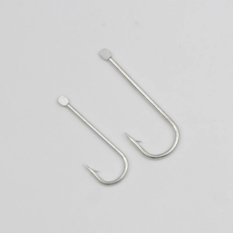 100 Uds. Anzuelo de púas para pesca en el mar, anzuelos para barcos, estañados, antioxidantes, a prueba de agua de mar, cabeza plana, mango largo, equipo de pesca - imagen 5