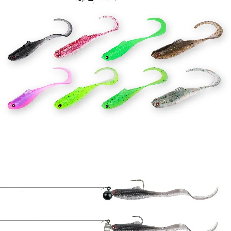 Señuelo de pesca cebo blando gran turbulencia cola de onda picante señuelos artificiales volumen flujo competencia lubina mandarín 8-12 piezas en oferta - imagen 4
