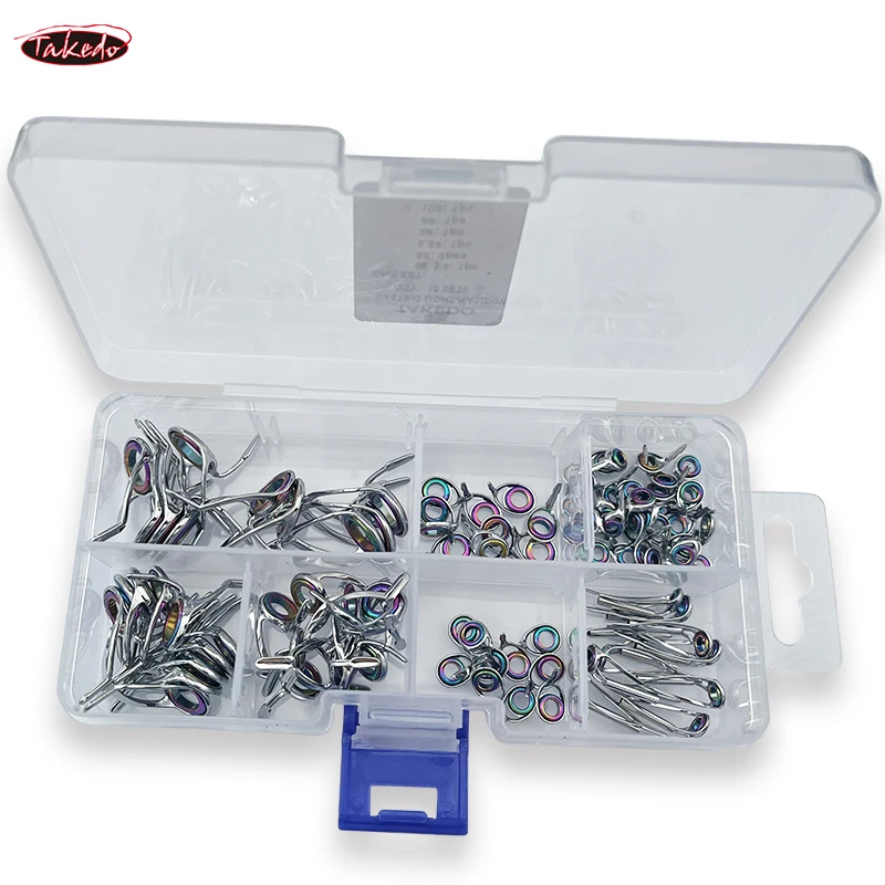 TN18-1 5 juegos de anillos de cerámica de acero inoxidable con luz de fundición, Kit de reparación de guías de caña, accesorios de repuesto de tamaño mixto para pesca