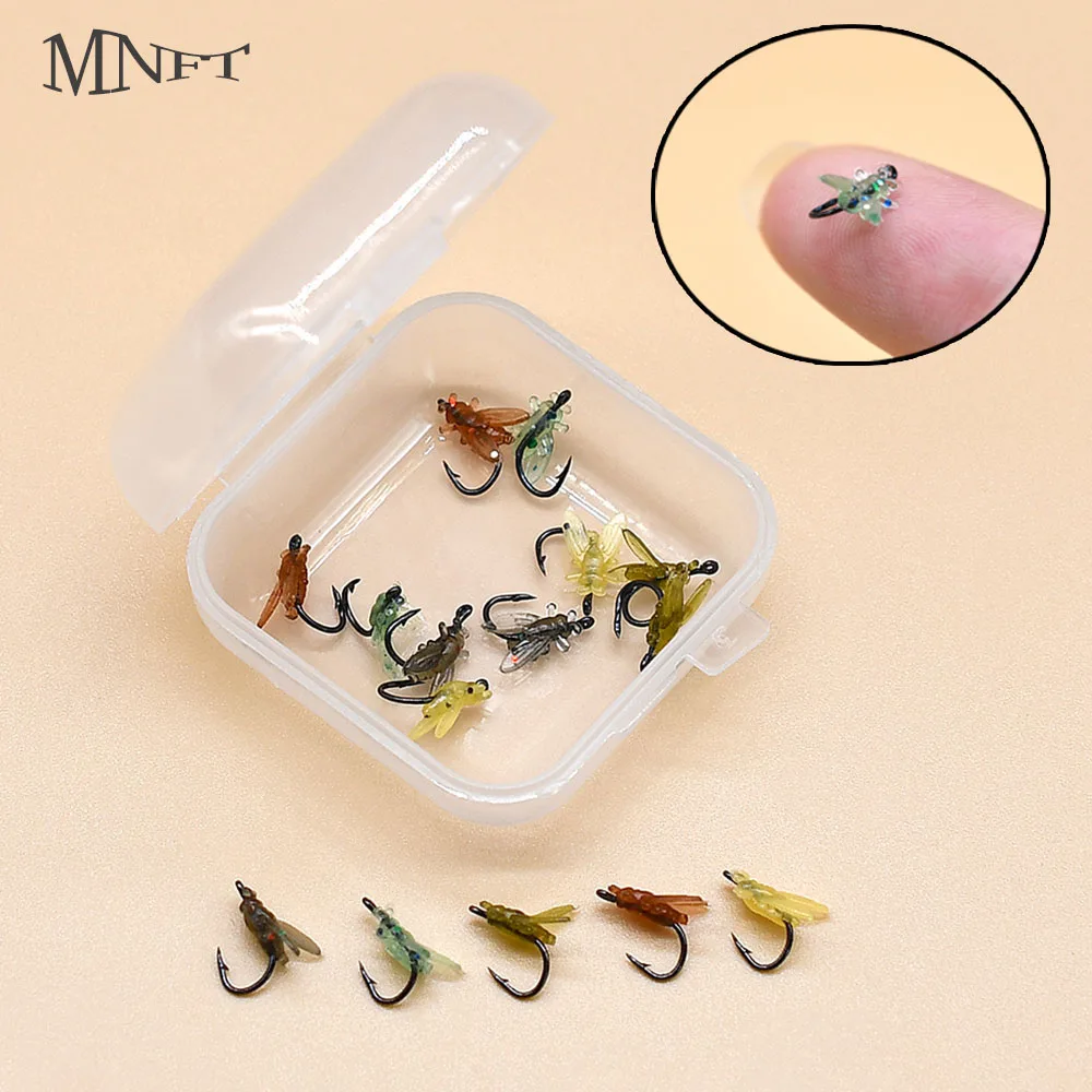 10 unids/caja señuelo de pesca con mosca biónico, anzuelo pequeño de Color, cebo de pesca con mosca, nuevo anzuelo con mosca, cebo suave, añade peces, equipo de pesca atractivo - imagen 2