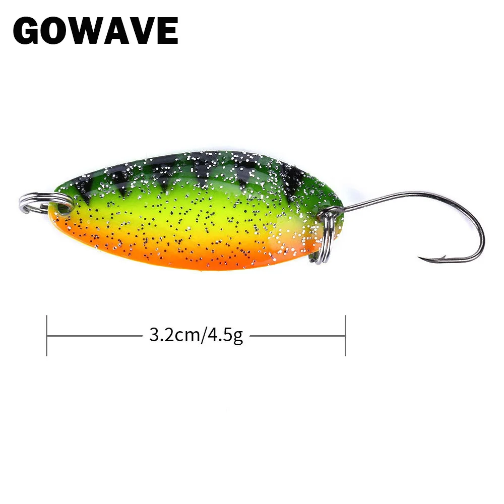 GOWAVE, nuevos señuelos con cuchara de imitación para trucha, 3,2 cm, 4,5g, Spinner de Metal, Jerkbait que se hunde, cuchara de cobre para invierno, cebo duro para hielo de carpa lubina - imagen 4